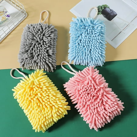 

SunSunrise Hand Towel Thicken Super Absorbent Household Hanging Towel Cleaning Cloth with Lanyard for Kitchen