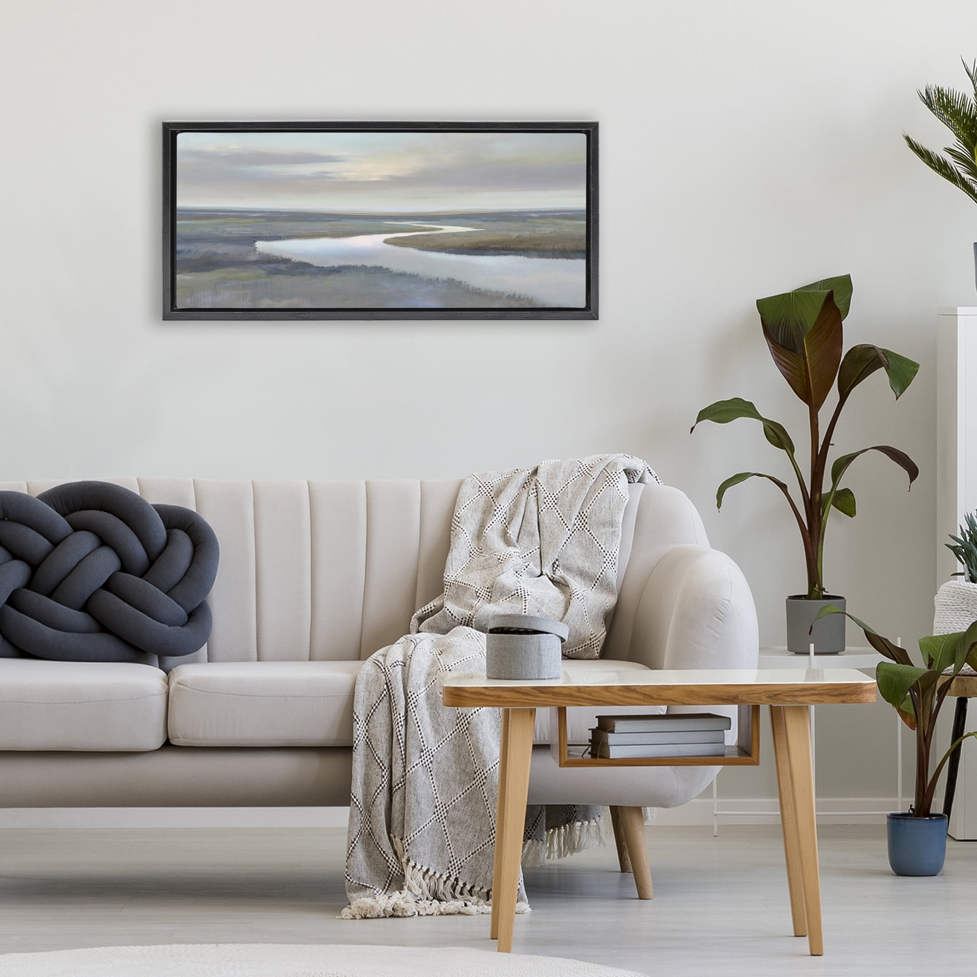 Stupell Industries Foggy Riverbend Atmosphere Black Framed Floater Canvas Wall Art, design by Christy McKee