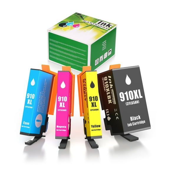 yeacher High-Yield 910XL Ink Cartridge Combo Pack - 1 Black, 1 Cyan, 1 Magenta, 1 Yellow for HP OfficeJet & Pro Series Printers