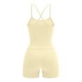 thumbnail image 6 of LangJing Womens Workout Sets 2 Piece Seamless Sports Cami Tops High Waist Biker Yoga Shorts Sets Gym Workout Activewear Matching Set Yellow,XL, 6 of 7