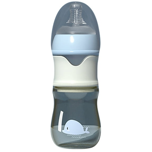 GAXIRE Blue Baby Feeding Bottle Eco Friendly Glass and PP Material Easy to Clean for Travel and Outdoor Use 7.5 oz
