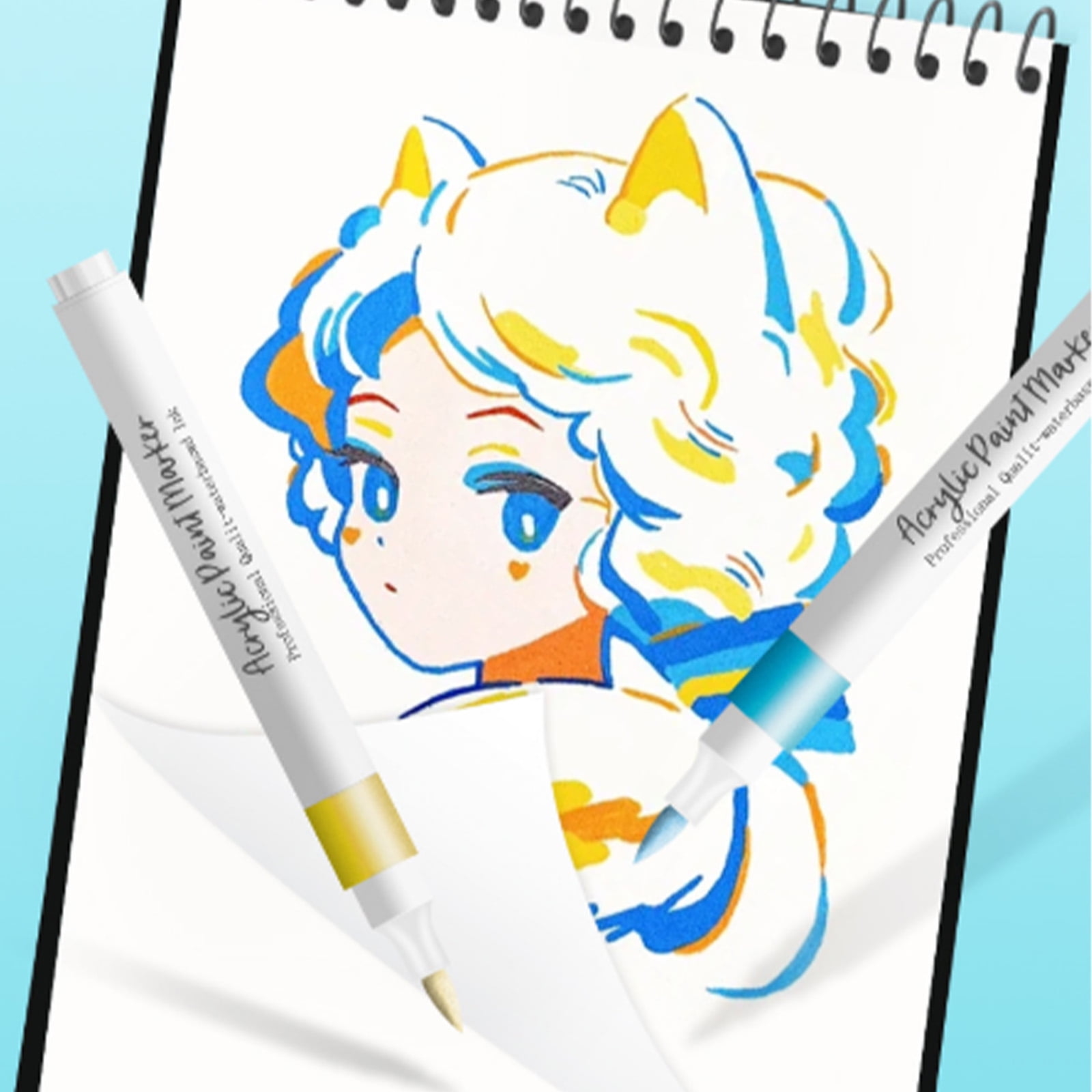 12/24/36/48 Colors Acrylic Paint Pens Marker Set for Rocks, Glass, Mugs, and Most Surfaces with 1-4mm Medium Tip Marker, Durable Soft Tip Watercolor Pens Artist Acrylic Markers(Blue3,4.2x3.3x5.7")