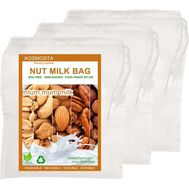 3 Pack nut milk bags durable, 9.5×11inch Nylon Food strainer bags Multi