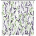 thumbnail image 2 of Lavender Butterfly Shower Curtain, Purple Flowers and Sage Green Leaves Bathroom Shower Curtain, Nature Watercolor Plant Bath Curtain Set with Shower Curtain Hooks, 72X72 Inches, 2 of 6