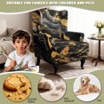 thumbnail image 4 of HUISEFOR Wing Chair Slipcovers, Stretch Wingback Chair Covers, Printed, Anti‑Scratch, Easy to Install, Full Protection, Furniture Protector for Living Room, Black Gold Marble, 4 of 7