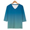 thumbnail image 6 of 3/4 Length Sleeve Womens Tops, Comdrip Womens Tops 3/4 Sleeve Print Plain Travel Cute Tops V Neck Slim Fit Half Sleeve Tshirts Shirts Blouse Ladies Tops and Blouses Blue XL, 6 of 7