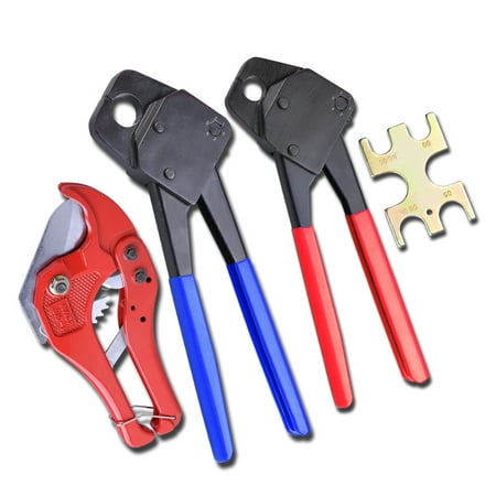 Blue Drytec Cutter - 2 Pex Crimper 1/2 3/4 Gonogo Gauge with Ratchet Cutter 1 5/8 Crimping Plumbing Tools
