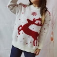 thumbnail image 6 of Fartey Womens Christmas Sweater Cute Reindeer Snowflake Print Knitwear Loose Fit Long Sleeve Crew Neck Knitted Pullover Sweater Dressy Casual Holiday Sweaters, 6 of 6