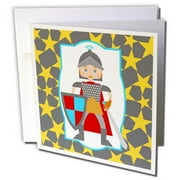 3dRose Medieval Knight cartoon from chidren fairytales - Greeting Card, 6 by 6-inch