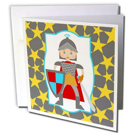 3dRose Medieval Knight cartoon from chidren fairytales - Greeting Card, 6 by 6-inch