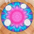 thumbnail image 2 of Pink Blue Tie Dye Flower Pattern Round Fitted Tablecloth with Elastic Edge,Dining Table Cover Waterproof,Outdoor Round Tablecloth for Camping,Dining,Indoor and Outdoor, 2 of 7
