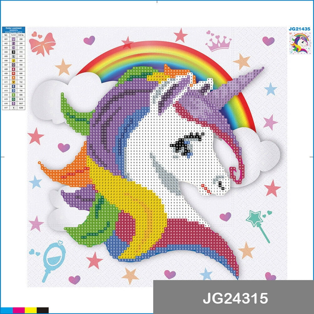 DIY 5D Cute Unicorn Diamond Painting Full Drill with Number Kits Home and  Kitchen Fashion Crystal Rhinestone Cross Stitch Embroidery Paintings Canvas