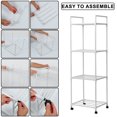 thumbnail image 4 of Dznils 4-Tier Metal Bathroom Storage Shelf Unit Space Saver, with Caster Wheels, White, 4 of 12