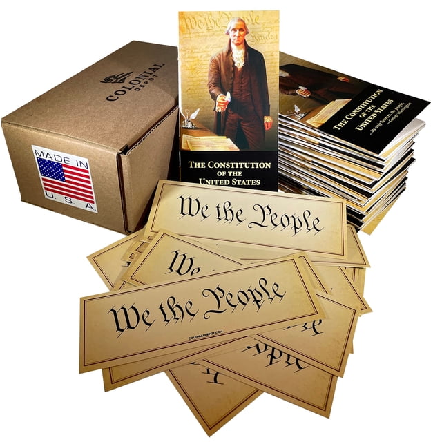 30 Pack Bulk US Pocket Constitution Booklet, The Bill of Rights & Declaration of Independence & Amendments, 30 Pk Mini We The People Bookmarks, American History Patriotic Gift Set, Made in USA (30)
