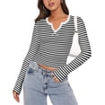 thumbnail image 4 of Zeagoo Womens Tshirts Long Sleeve Shirt Casual V-Neck Rib Knit Pullover Tee Basic Solid Trendy Spring Going Out Tops Underscrub Casual Outfits, 4 of 6