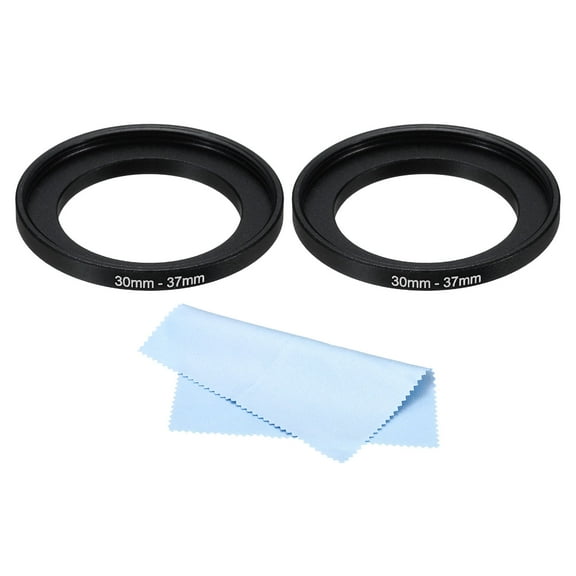 Uxcell 30mm-37mm Step Up Ring with Cleaning Cloth, 2 Pack Camera Lens Filter Adapter Ring, Black