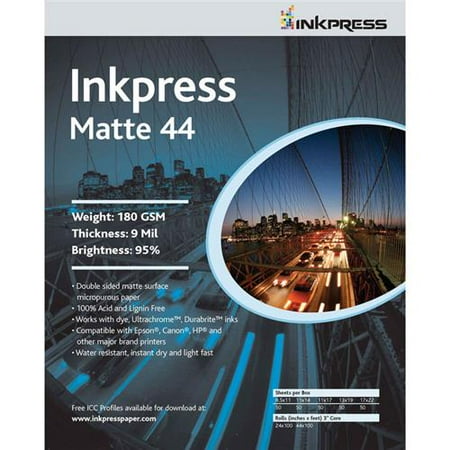 Sided Inkjet - Duo Matte 44 Inkjet Printer Paper, Double Sided, 180gsm, 9mil, 95% Bright, 13x19