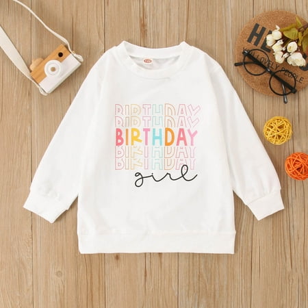 

Hbdhejl Toddler Boys Girls Shirts Birthday Letter Printing Casual Round Neck T Shirt Sweatshirt Long Sleeved Top Childrens Clothing White 2-3 Years