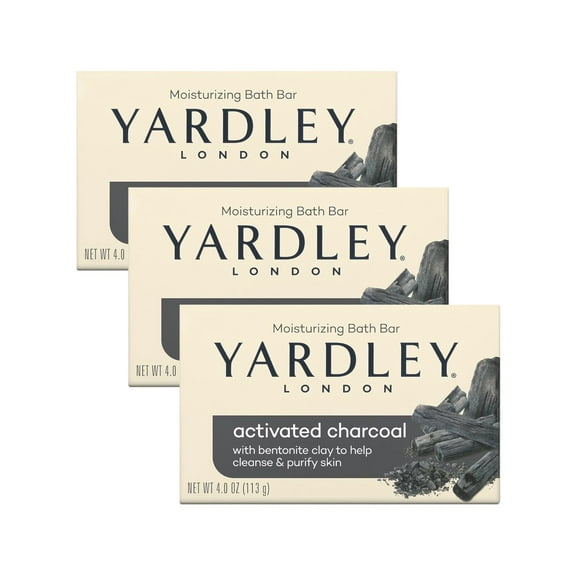 Yardley London Barres de Bain Hydratantes 3 Paquets 4 oz 120 g Charbon Activé