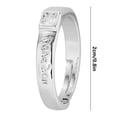 thumbnail image 5 of HomeKingdee EKG Zircon Heart-to-Heart Open Couple Rings - Silver-Plated Tone Copper Wedding Bands for Date Anniversary, 5 of 5