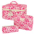 thumbnail image 1 of Set de bolsitas de maquillaje WYJ con estampado floral acolchado, rojo, 3 unidades, para mujer, 1 of 6