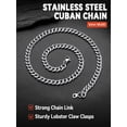 thumbnail image 6 of FaithHeart Silver Cuban Link Chain Men Necklace Stainless Steel Jewelry Gift with Card To My Dad Father's Day Birthday Christmas 6mm 20", 6 of 9