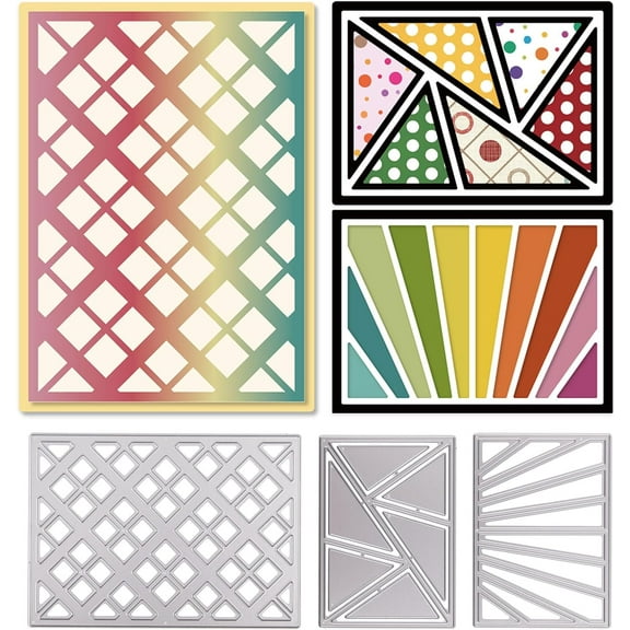 3Pcs Geometric Die Cuts Lattice Boxes Embossing Template Diamond Shape Carbon Steel Die Set for Card Scrapbooking Card DIY Craft DIY