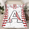 thumbnail image 2 of Manfei Letter A Monogrammed Twin Sheet Sets,Baseball Game Lover Twin Fitted Sheet,White Red Flat Sheet For Boys,Microfiber Room Decorative,3pcs, 2 of 7