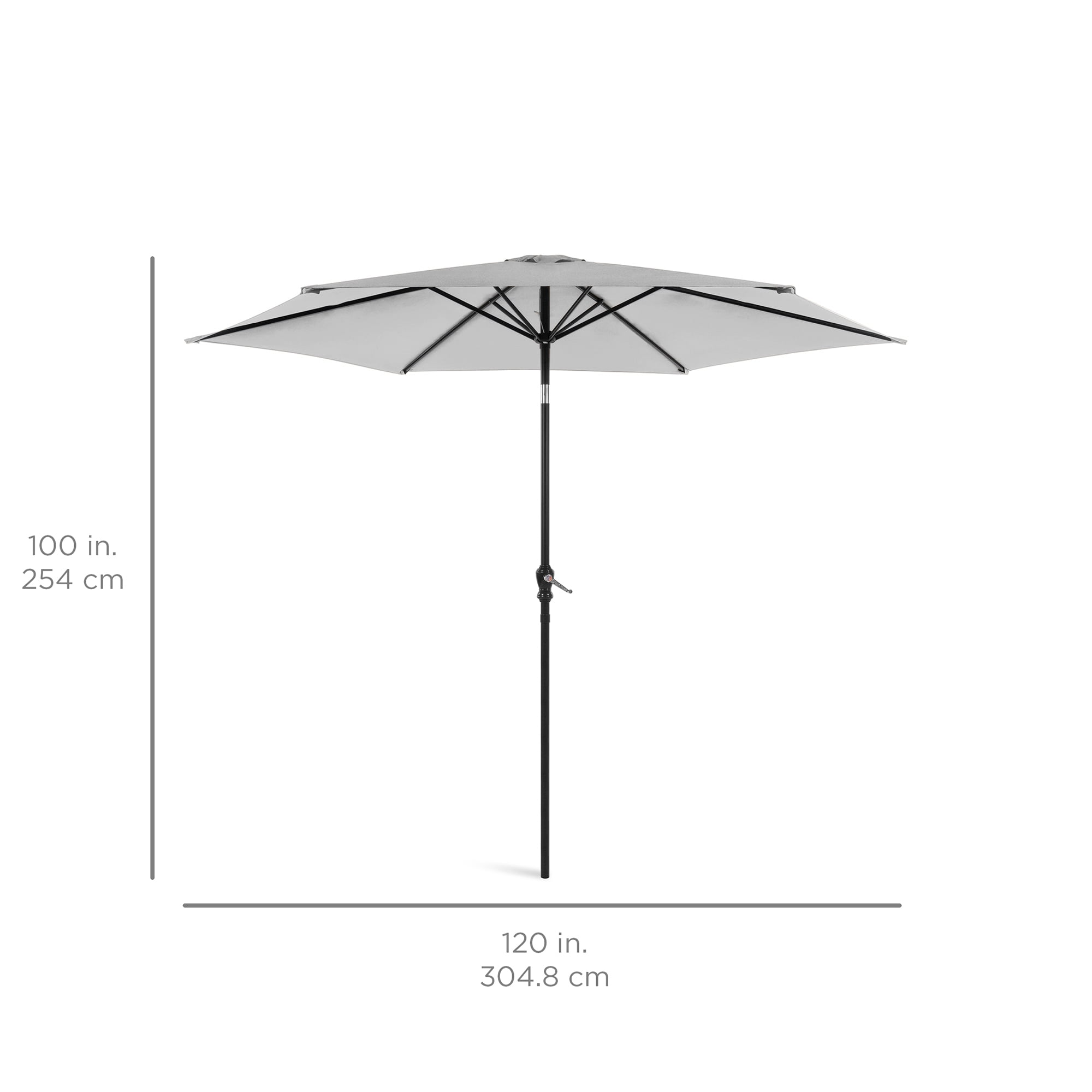Best Choice Products 10ft Outdoor Steel Market Patio Umbrella w/ Crank, Tilt Push Button, 6 Ribs - Fog Gray