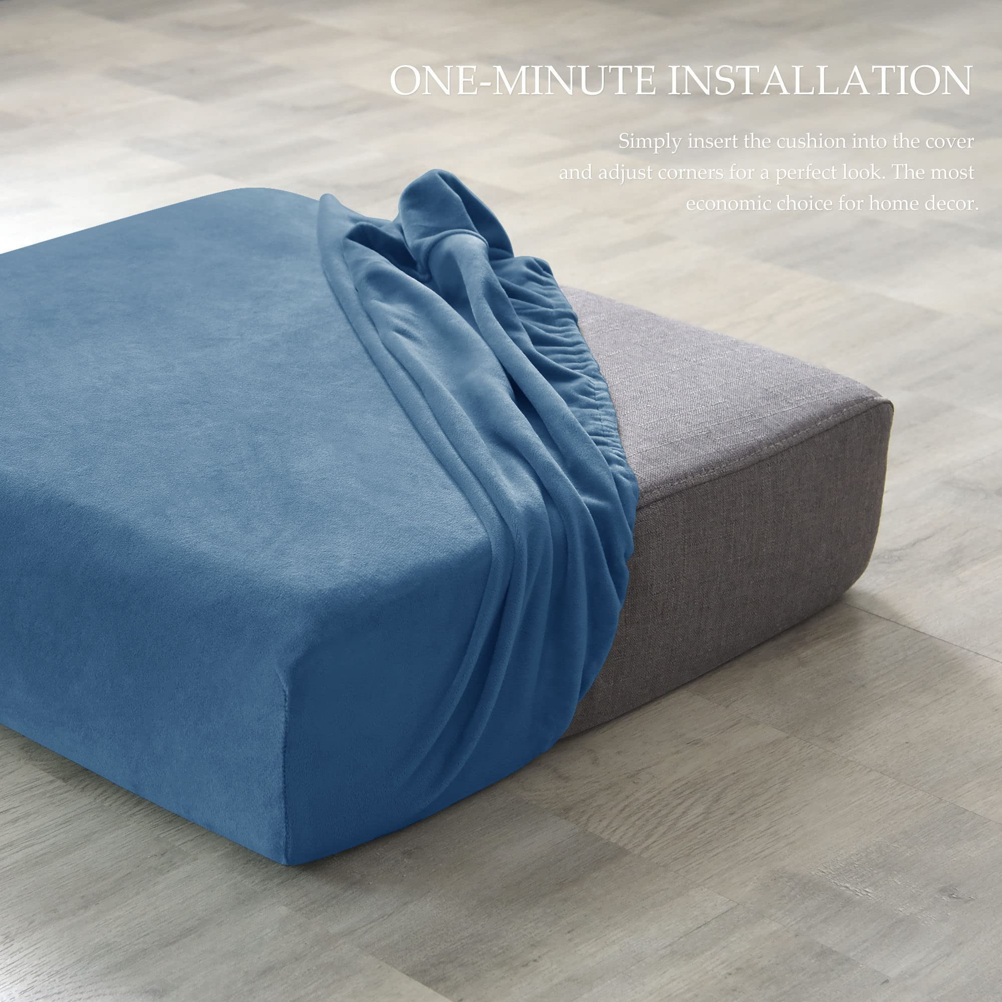 Velvet Sofa Seat Cushion Covers, Sofa Cushion Covers Stretch Couch Cushion Cover Soft with Elastic Bottom Sofa Seat Cover for Chair Sofa-Peacock blue-3-seater