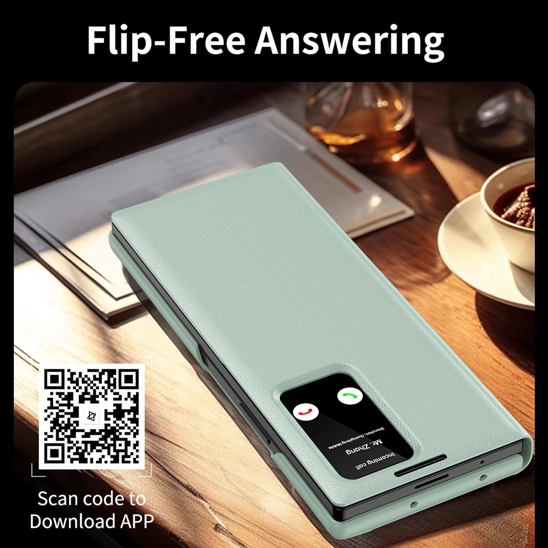 For Samsung Galaxy Z Fold 7 Case PU Leather Flip Case,With Intelligent Window,With Card Holder,Anti-fall Rugged Shockproof Protective Phone Case Cover for Samsung Galaxy Z Fold 7,Green