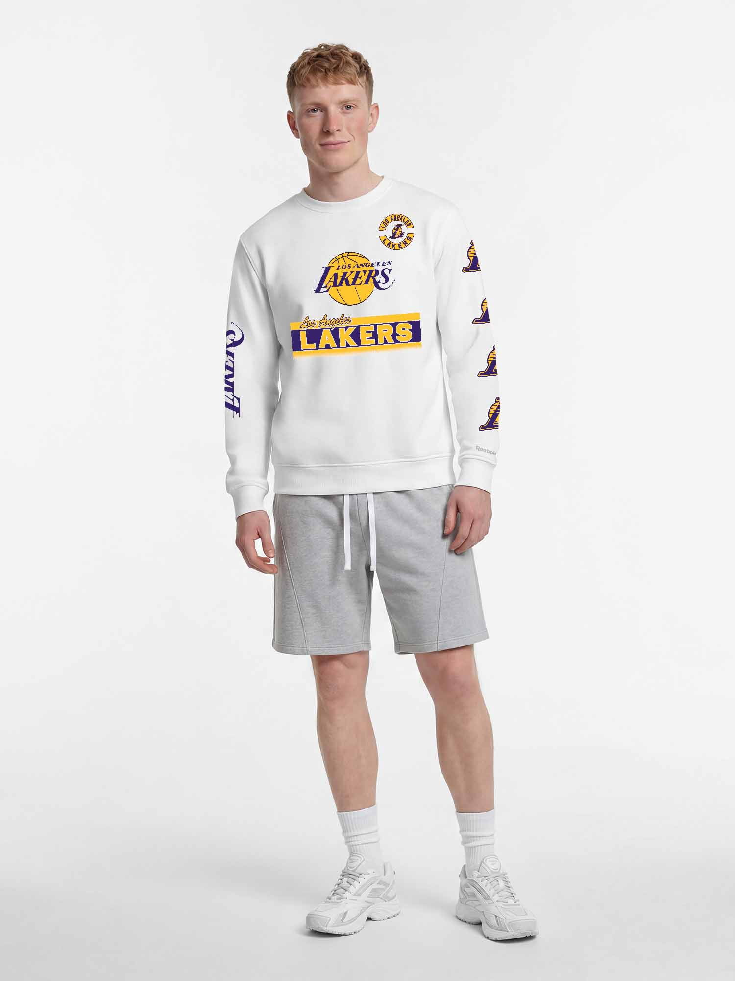 Los Angeles Lakers Reebok Mens White Crew Sweatshirt