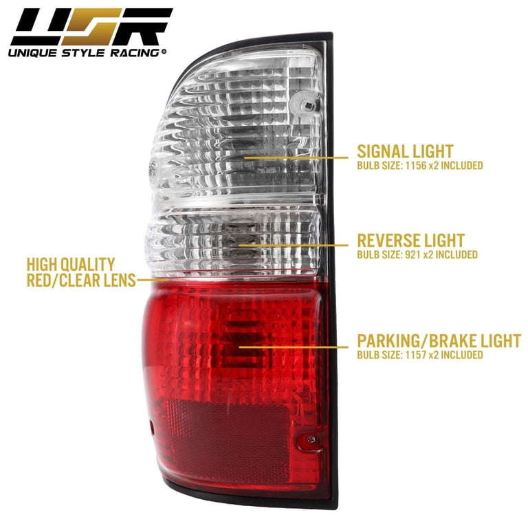 SEBLAFF Driver And Passenger Side Red Lens Tail Lights Assembly Replacement 2001 2004 Toyota Tacoma 4x4 Rear Tail Lights Brake Lamps Bulbs Wiring Harness