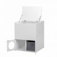 thumbnail image 4 of Large Wooden Cat Litter Box Enclosure With Jumping Platform and Fabric Drawer, Indoor Hidden Cat Washroom Furniture, White, 4 of 9
