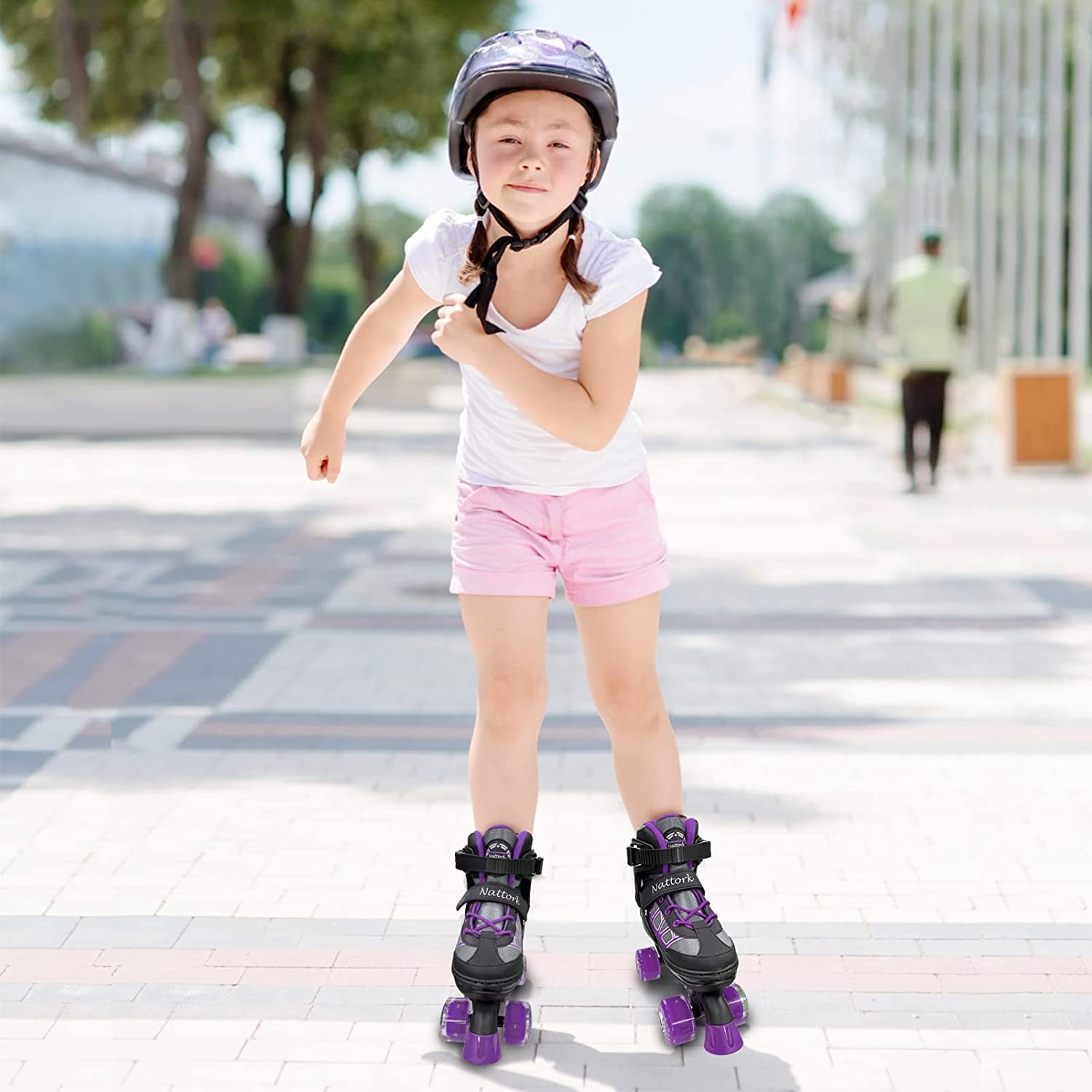 SubSun Kids Roller Skates, 4 Size Adjustable, Light Up