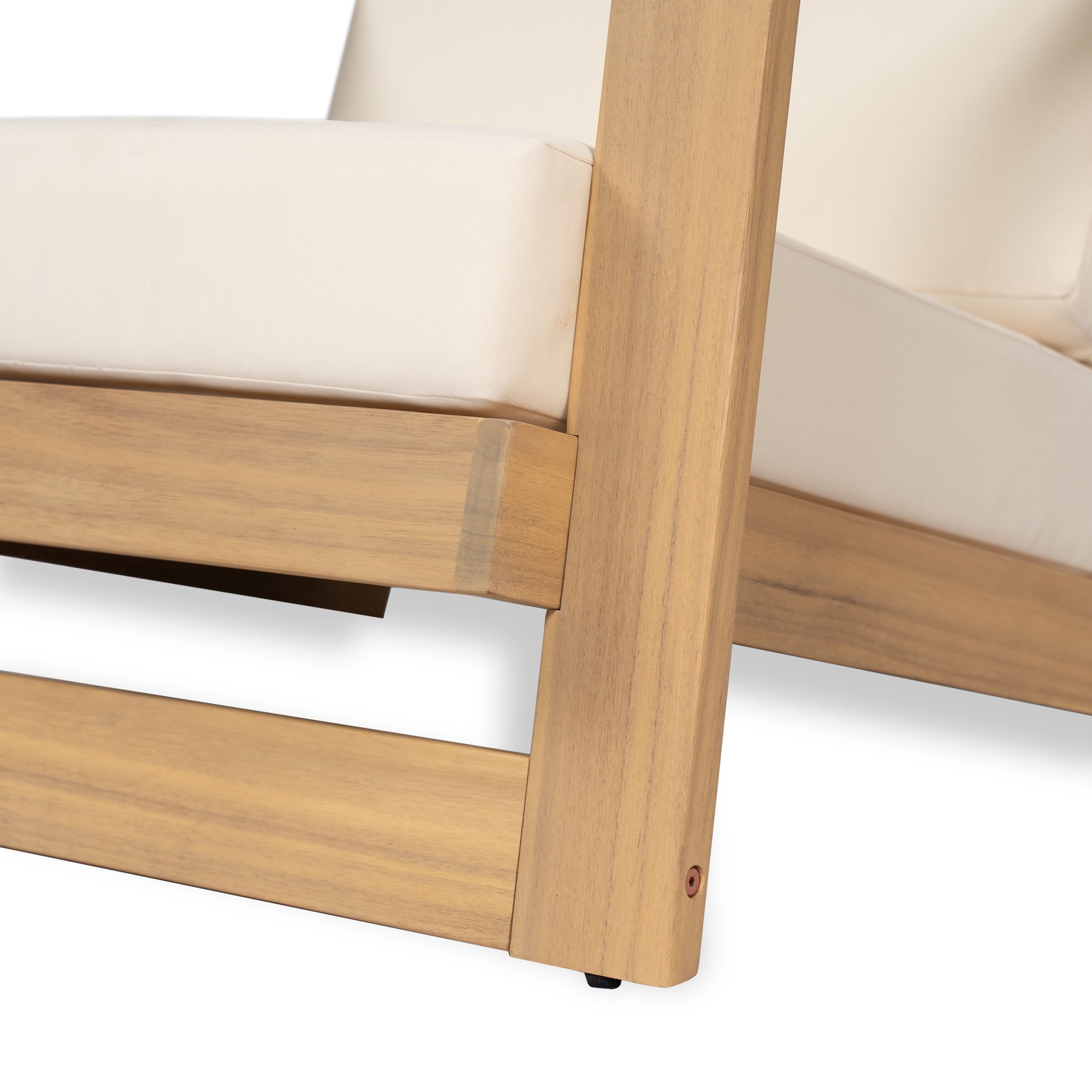 Christopher Knight Home Outdoor Patio Lounge Chairs with Cushions, Acacia Wood Frame, Light Teak+Beige, Set of 2