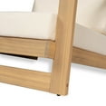 thumbnail image 4 of Christopher Knight Home Outdoor Lounge Chair, Solid Wood Armchair with Angled Backrest, Beige Cushion, Teak Finish, 4 of 13