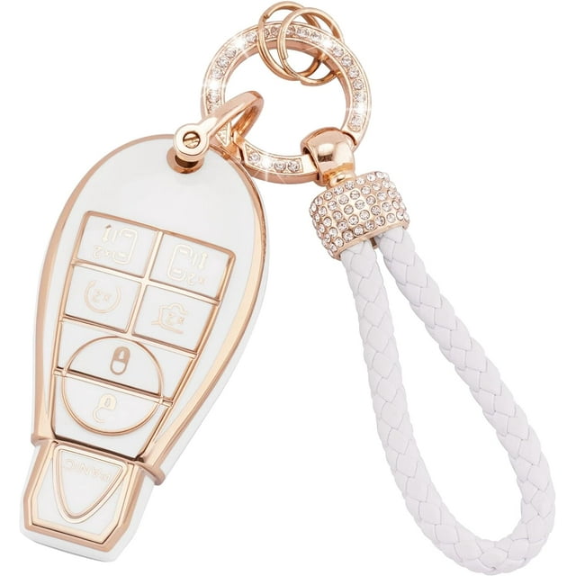 Key Fob Cover Compatible with Fit for Ram Dodge 1500 2500 3500 2019 2020 2021 2022 2023 2024 5 Button Smart Key Case Shell with Keychain Case Holder Protector,1,white
