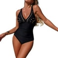 thumbnail image 6 of YueHuiYing Women's One Piece Swimsuit Tummy Control Deep V Neck Double Straps Crisscross Back Tie Bathing Suit, 6 of 9