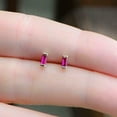 thumbnail image 2 of Delicate Stud Earrings 14k Yellow Gold Plated Silver 0.50CT Baguette Cut Lab Created Ruby, 2 of 3