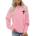 thumbnail image 2 of XIAOCHA Women's Cross Psalm Text Graphic Sweatshirt Long Sleeve Crewneck Pullover Faith Casual Sweatshirt, Pink, Sizes M, 2 of 4