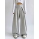 thumbnail image 3 of Pantalones rectos sueltos de cintura alta estilo americano para mujer, pantalones anchos plisados de otoño e invierno, 3 of 6