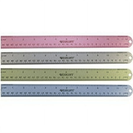 Westcott Aluminum Ruler, 12", Metric/Imperial, for Home/Classroom, Color Choice Will Vary, 1-Count