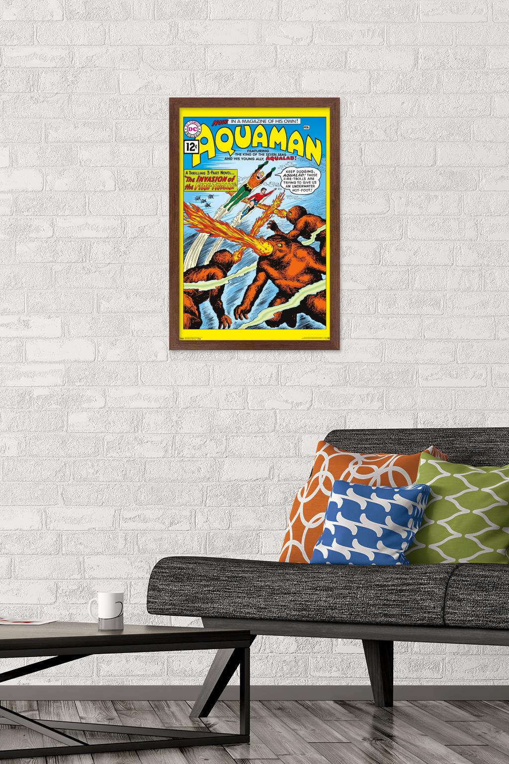 DC Comics - Aquaman - The Invasion of the Fire-Trolls Wall Poster, 14.725" x 22.375" Framed
