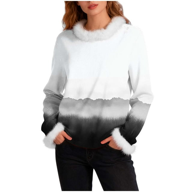 LIaqionyy Hauts pour Femmes Tunique Confortable Chemises Mignonnes Décontractées Col Rond Blouse de Travail Vêtements de Mode Automne