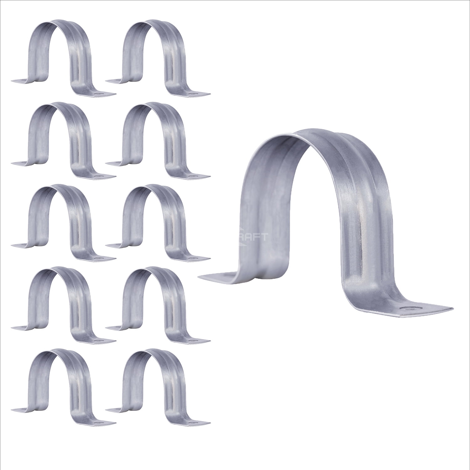 Highcraft 2Hole Pipe Strap U Bracket 1", Galvanized Steel, 10 Pk