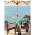 thumbnail image 3 of Outdoor Tablecloth with Umbrella Hole for Patio/Picnic/Party/Camping, Turquoise Moire Waves Waterproof Table Cloth Square Cover Washable, Modern Abstract Art Geometric (54"x 54"), 3 of 8