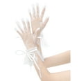thumbnail image 4 of INSPIRE CHIC Women's Pearl Floral Lace Gloves Female Polka Point Finger Length Arm Sleeves for Grace Female Bridge Wedding Party Dating White1, 4 of 6