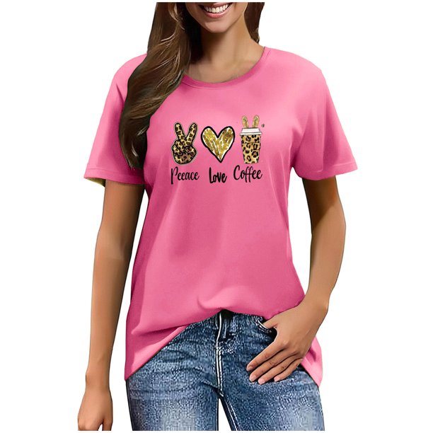 Mujeres Manga Corta de Verano Tops Pascua Impresa Cuello Redondo, Blusa de Moda Casual para la Primavera