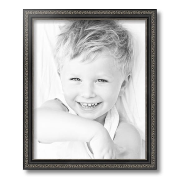 ArtToFrames 13" x 16" Antique Black Picture Frame, 13x16 inch Black Wood Poster Frame (WOM-5106)